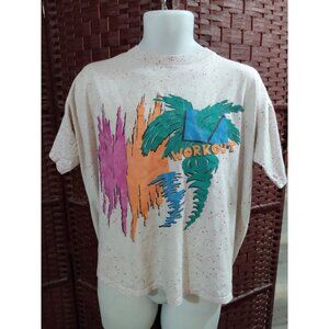 Vintage 80s LA Workout T Shirt Retro Graffiti Splash Single Stitch Unisex OSFA